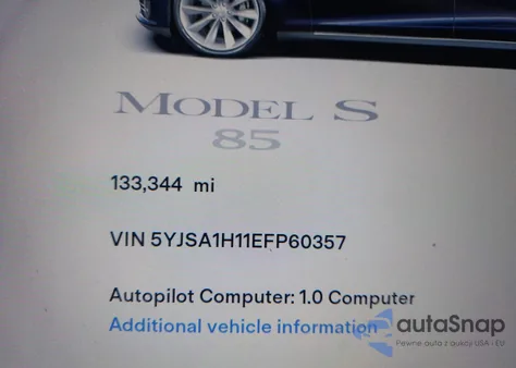 2014 Tesla Model S P85 из США, поврежденный, VIN 5YJSA1H11EFP60357